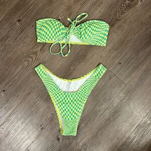 NWOT green checkered bikini